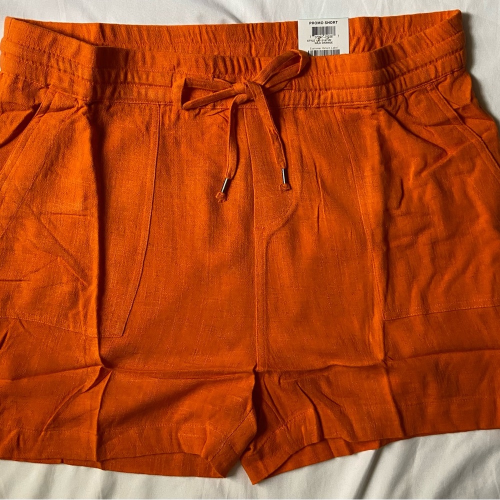Style & Co Plus Women's Tie-Front Shorts Wild Orange Size 0X